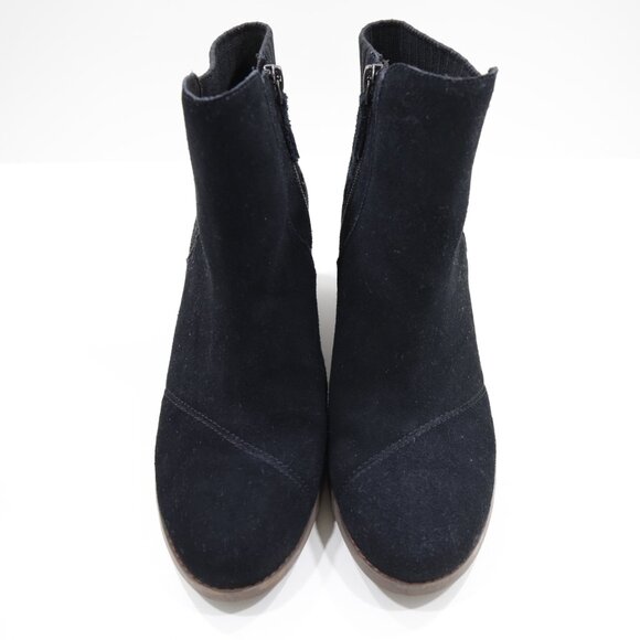 TOMS Sadie Black Leather 3" Wedge Heel Ankle Booties - 8.5 - Picture 6 of 7